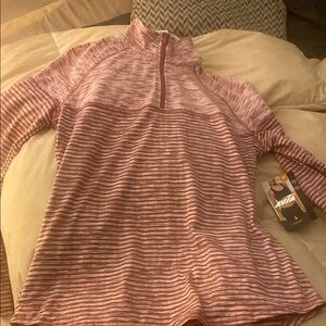 Avia Maroon Striped Half-Zip Pullover